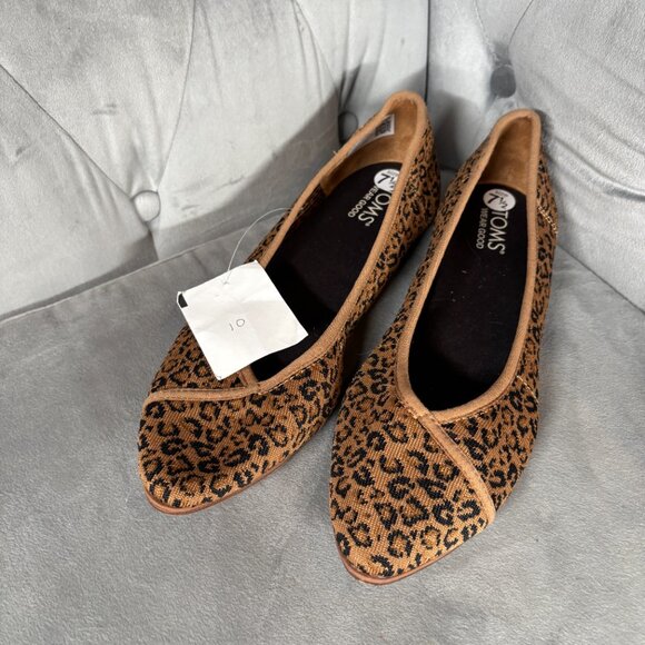 TOMS Leopard Print Flats Brown Knit Ballet Shoes – Women’s 7.5 - Picture 9 of 9